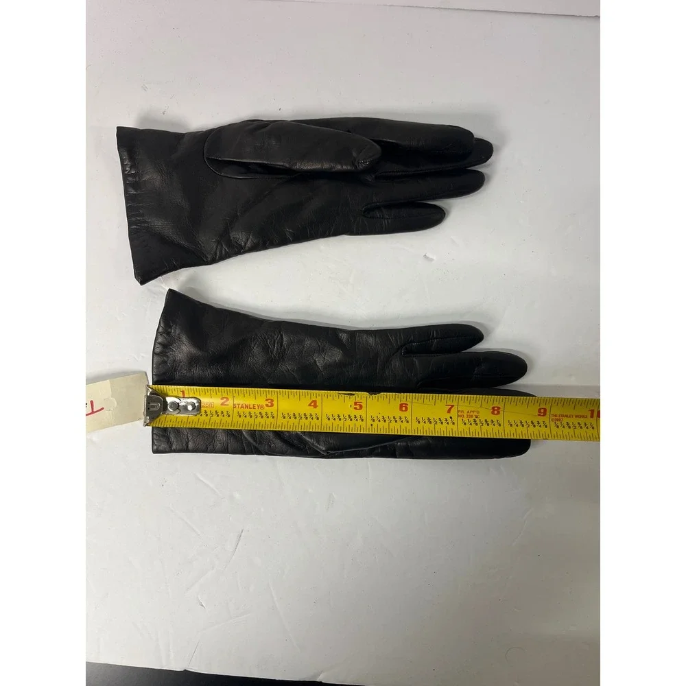 Talbots Women's Black Leather Gloves Size 6 1/2 Lined Warm Winter